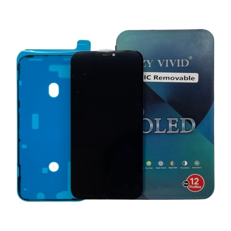 DISPLAY IPHONE 12 PRO MAX OLED SOFT ZY front view with sticker and box